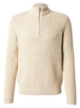 Maglione Only and Sons Rolf con collo a zip color beige per uomo.