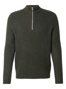 Maglione Only and Sons Rolf con cerniera verde per uomo.