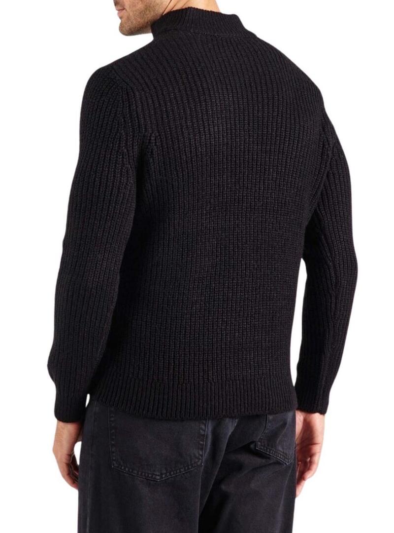 Maglione Only ans Sons Rolf colletto a zip nero per uomo