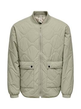Giacca Only and Sons Wren imbottita verde per uomo.