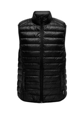 Gilet imbottito nero Only and Sons Noa per uomo.