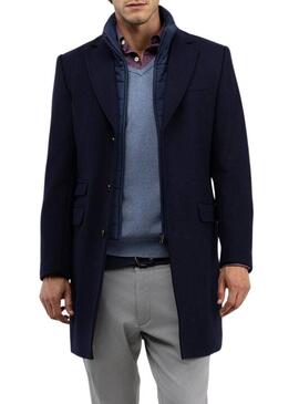 Cappotto El Ganso in lana blu navy con interno trapuntato per uomo