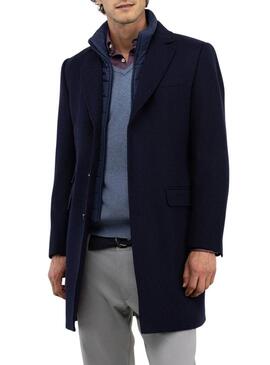 Cappotto El Ganso in lana blu navy con interno trapuntato per uomo