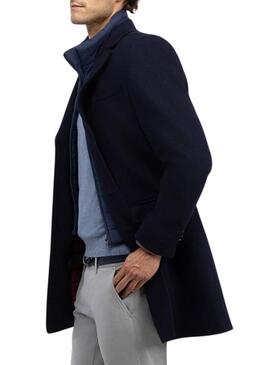 Cappotto El Ganso in lana blu navy con interno trapuntato per uomo