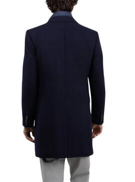 Cappotto El Ganso in lana blu navy con interno trapuntato per uomo