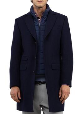 Cappotto El Ganso in lana blu navy con interno trapuntato per uomo