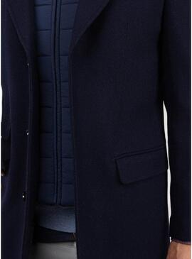 Cappotto El Ganso in lana blu navy con interno trapuntato per uomo