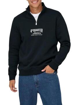 Felpa Only and Sons Ceres con zip nero per uomo