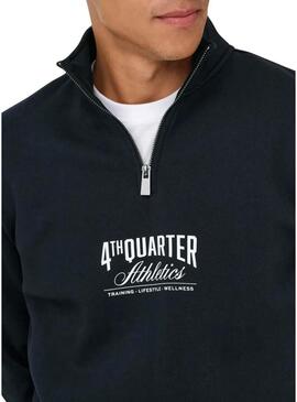 Felpa Only and Sons Ceres con zip nero per uomo