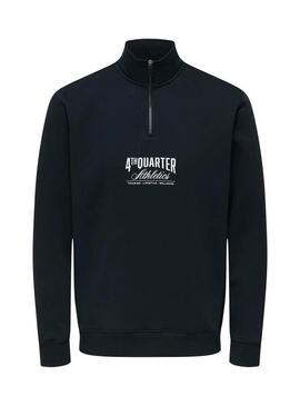 Felpa Only and Sons Ceres con zip nero per uomo