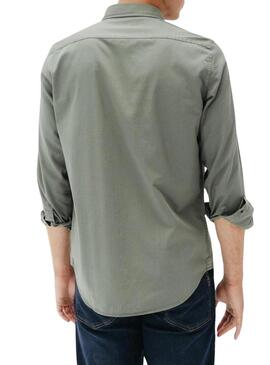 Camicia casual verde in twill per uomo El Pulpo