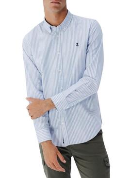Camicia casual Oxford a righe blu per uomo