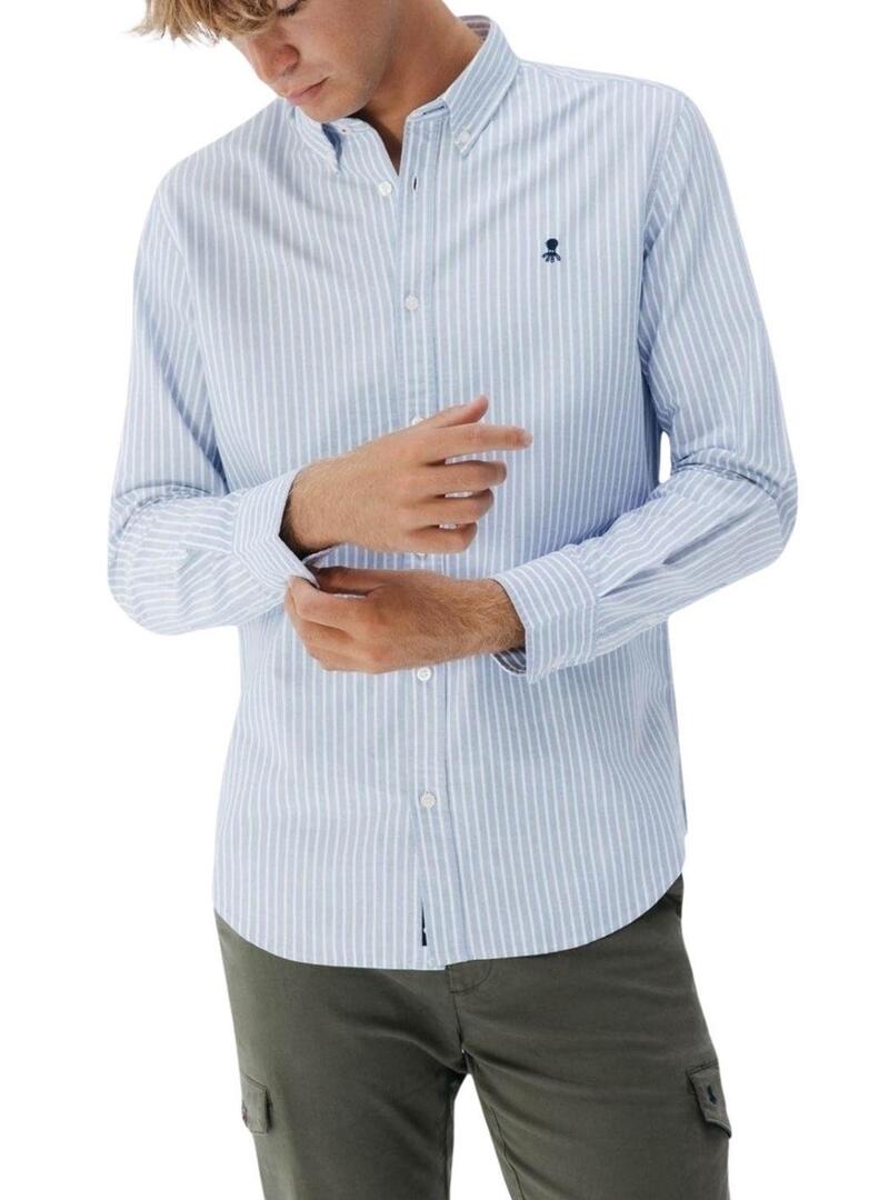 Camicia casual Oxford a righe blu per uomo