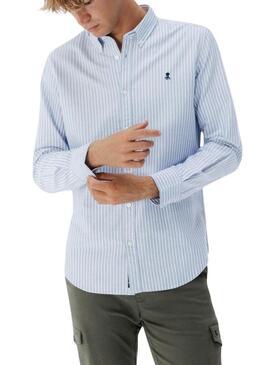 Camicia casual Oxford a righe blu per uomo