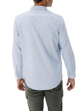 Camicia casual Oxford a righe blu per uomo