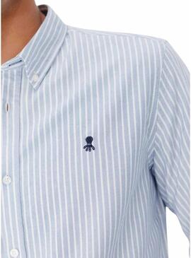Camicia casual Oxford a righe blu per uomo