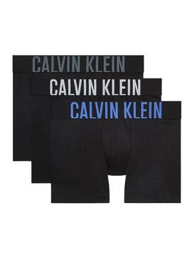 Confezione da 3 slip Calvin Klein Trunk neri con logo multicolore per uomo