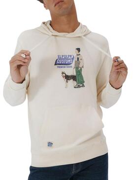 Felpa con cappuccio El Pulpo Customs beige per uomo
