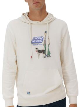 Felpa con cappuccio El Pulpo Customs beige per uomo