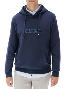 Felpa con cappuccio Effetto El Pulpo lavata blu marino per uomo