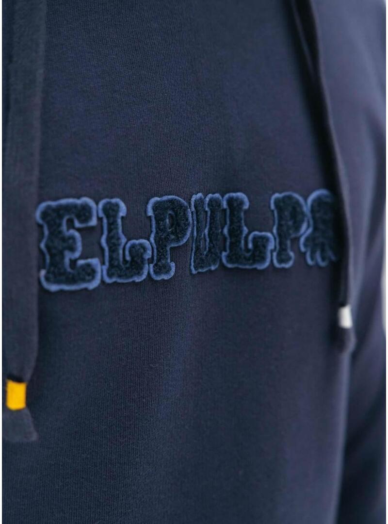 Felpa con cappuccio Effetto El Pulpo lavata blu marino per uomo