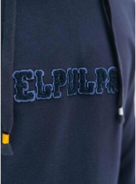 Felpa con cappuccio Effetto El Pulpo lavata blu marino per uomo