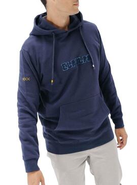 Felpa con cappuccio Effetto El Pulpo lavata blu marino per uomo