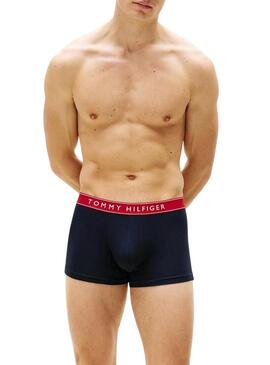 Confezione da 3 boxer Tommy Hilfiger Trunk con scritta marina per uomo.