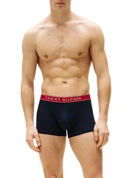 Confezione da 3 boxer Tommy Hilfiger Trunk con scritta marina per uomo.
