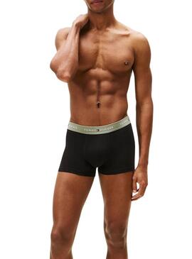 Confezione da 3 slip Tommy Hilfiger Trunk con logo nero in vita per uomo