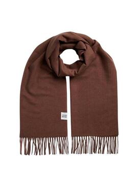 Sciarpa Pieces Rasmin Patch lunga marrone per donna