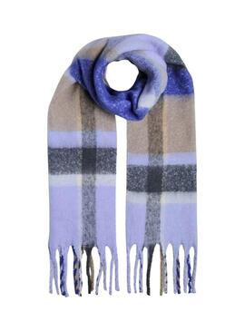 Sciarpa Pieces Bea lunga a quadri malva per donna.