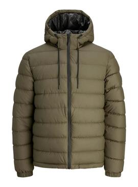 Giacca Jack and Jones in ecopelle verde imbottita per uomo