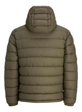 Giacca Jack and Jones in ecopelle verde imbottita per uomo