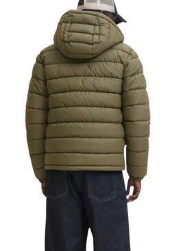 Giacca Jack and Jones in ecopelle verde imbottita per uomo