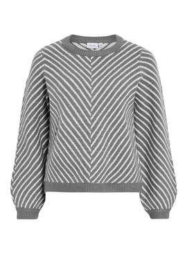 Maglia a righe grigie stampata Vila Vikhaia per donna