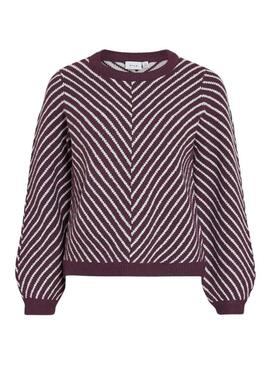 Maglia a righe bordeaux stampata Vila Vikhaia per donna