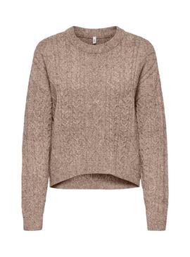 Maglia Only Katia intrecciata color tostato per donna