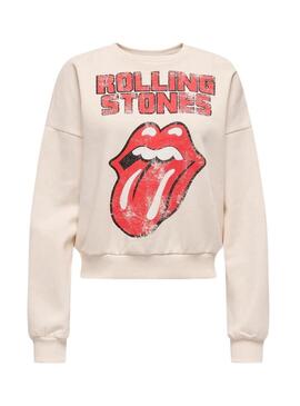 Felpa Only Rolling Stones beige per donna