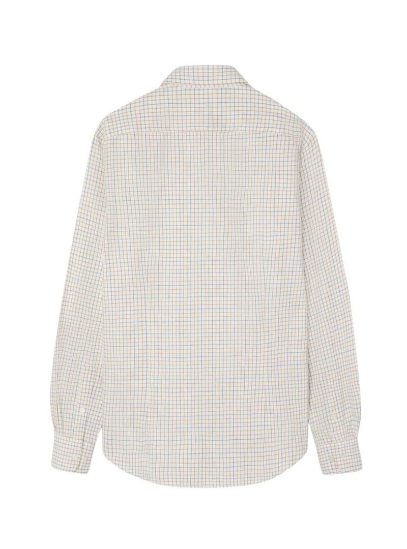 Camicia Silbon sport a quadri bicolore blu e senape per uomo