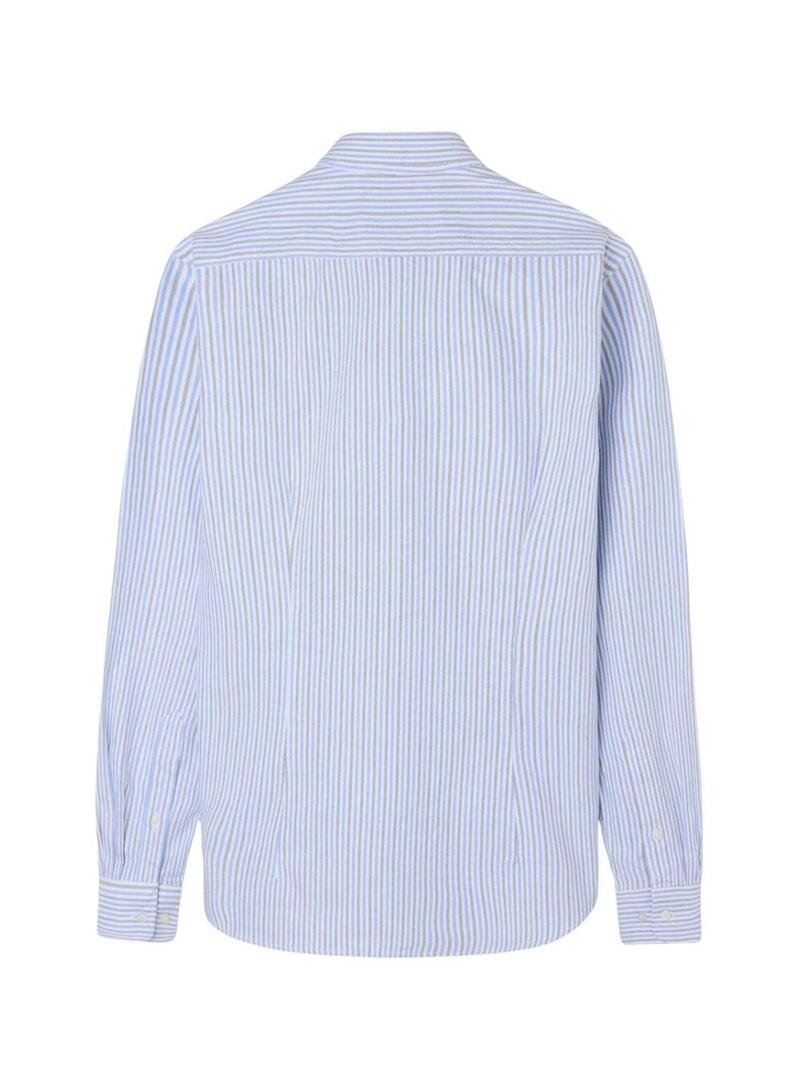 Camicia Silbon sport oxford a righe blu e verde per uomo