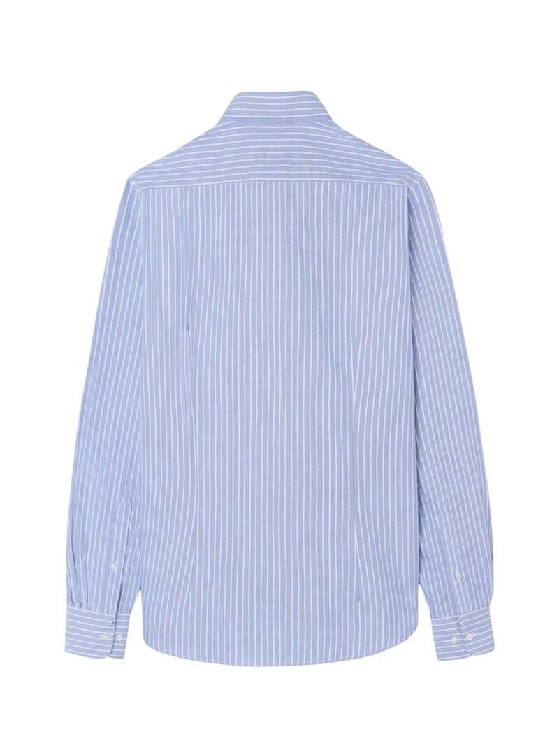 Camicia Silbon sport oxford riga sottile blu per uomo