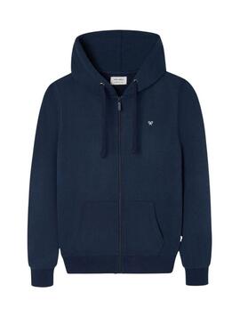 Felpa classica con cappuccio e zip marina di Silbon per uomo.