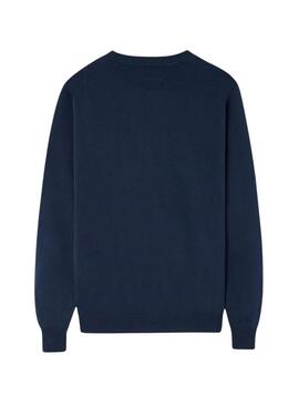 Felpa Silbon mezza pelle di media pelle blu marino per uomo