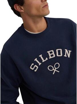 Felpa Silbon mezza pelle di media pelle blu marino per uomo