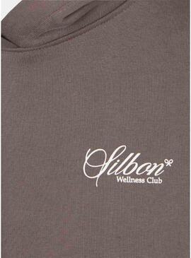 Felpa con cappuccio Silbon Wellness Club marrone per uomo