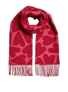 Sciarpa Pieces Marlin stampata cuori rossi per donna