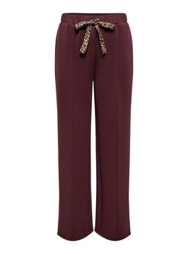 Pantaloni Only Alina leopardati bordeaux per donna