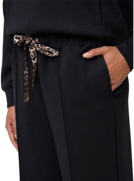 Pantaloni Only Alina in pizzo nero a leopardi per donna