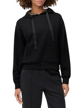 Felpa con cappuccio Only Alina leopardata nera per donna